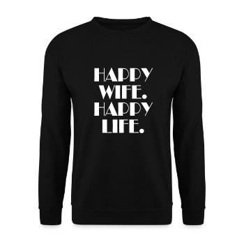 Happy wife happy life - Unisex Sweatshirt - black - Front - Alina (178cm) & Michal (187cm)