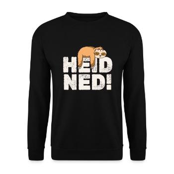 Bayrisches Faultier Hei Ned - Unisex Pullover - Schwarz - Vorne - Alina (178cm) & Michal (187cm)