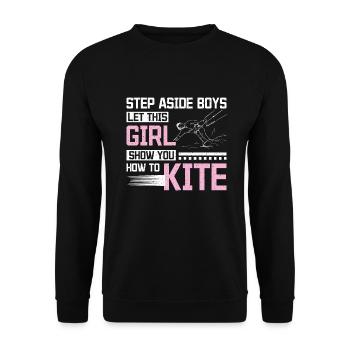 kitesurfing this girl show you how to kite - Unisex Pullover - Schwarz - Vorne - Alina (178cm) & Michal (187cm)