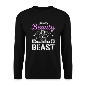 Ressemblez à une beauté, entraînez-vous comme une bête - Sweat-shirt Unisexe - noir - Devant - Alina (178cm) & Michal (187cm)