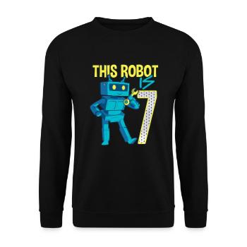 7ème anniversaire d’un petit robot de 7 ans - Sweat-shirt Unisexe - noir - Devant - Alina (178cm) & Michal (187cm)