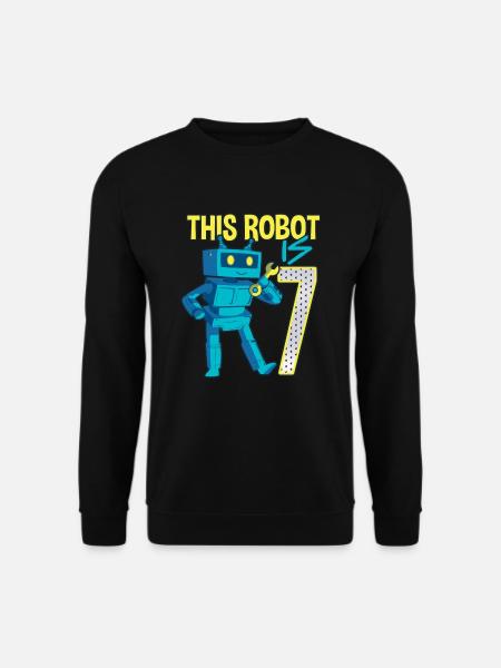 7. Geburtstag kleiner Roboter 7 Jahre alt Technik - Unisex Pullover - Schwarz