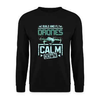 Fly drones to calm down - Unisex Pullover - Schwarz - Vorne - Alina (178cm) & Michal (187cm)