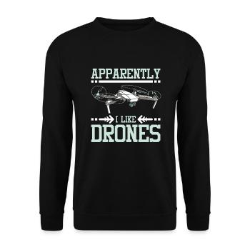 Apparently I like Drones - Unisex Sweatshirt - black - Front - Alina (178cm) & Michal (187cm)