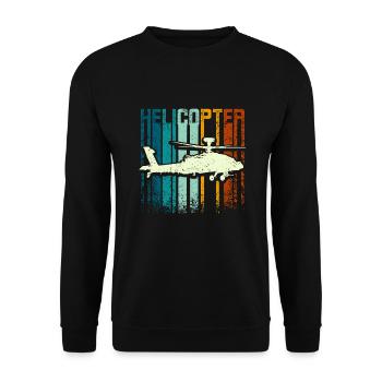 Retro Vintage Helicopter - Unisex Pullover - Schwarz - Vorne - Alina (178cm) & Michal (187cm)