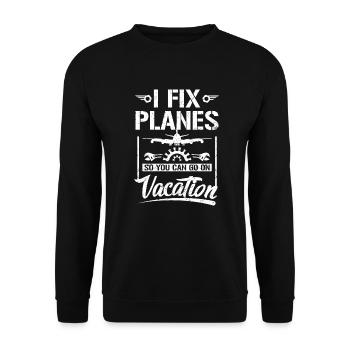 Je répare les avions - Sweat-shirt Unisexe - noir - Devant - Alina (178cm) & Michal (187cm)