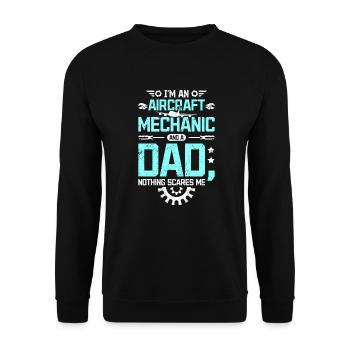 Mécanicien d’avion et papa - Sweat-shirt Unisexe - noir - Devant - Alina (178cm) & Michal (187cm)