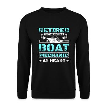 Retired but always a boat mechanic at heart - Unisex Sweatshirt - black - Front - Alina (178cm) & Michal (187cm)