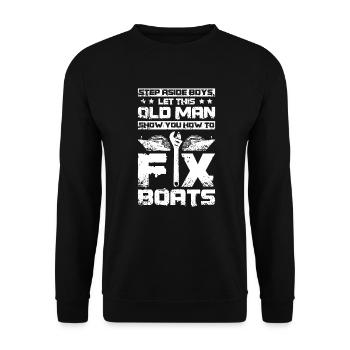 Vieux homme réparent des bateaux - Sweat-shirt Unisexe - noir - Devant - Alina (178cm) & Michal (187cm)