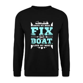Réparer mon bateau j’aime mon bateau - Sweat-shirt Unisexe - noir - Devant - Alina (178cm) & Michal (187cm)