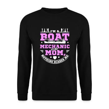 Boat mechanic and Mother mom - Unisex Sweatshirt - black - Front - Alina (178cm) & Michal (187cm)