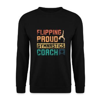 Flipping proud gymnastics coach - Unisex Sweatshirt - black - Front - Alina (178cm) & Michal (187cm)
