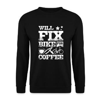 Will fix bike for coffee - Unisex Sweatshirt - black - Front - Alina (178cm) & Michal (187cm)