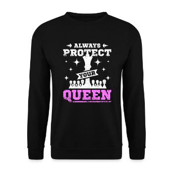 Protégez toujours votre reine des échecs - Sweat-shirt Unisexe - noir - Devant - Alina (178cm) & Michal (187cm)