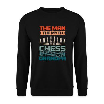L'homme le mythe le grand-père jouant aux échecs - Sweat-shirt Unisexe - noir - Devant - Alina (178cm) & Michal (187cm)