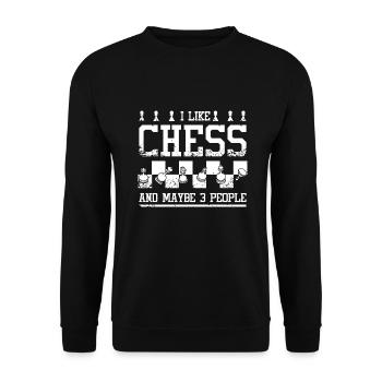 J'aime les échecs et peut-être 3 personnes - Sweat-shirt Unisexe - noir - Devant - Alina (178cm) & Michal (187cm)