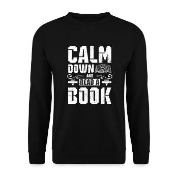 Calm down an read a book - Unisex Pullover - Schwarz - Vorne - Alina (178cm) & Michal (187cm)