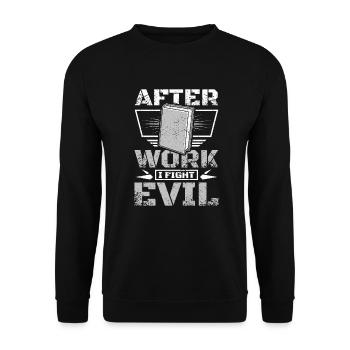 Après le travail, je lutte contre le mal en lisant des livres - Sweat-shirt Unisexe - noir - Devant - Alina (178cm) & Michal (187cm)