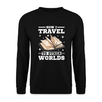 Voyagez dans d’autres mondes en lisant des livres - Sweat-shirt Unisexe - noir - Devant - Alina (178cm) & Michal (187cm)