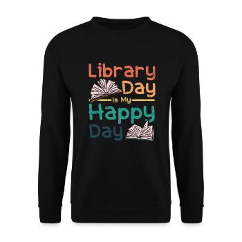 Le jour de la bibliothèque est mon jour heureux - Sweat-shirt Unisexe - noir - Devant - Alina (178cm) & Michal (187cm)