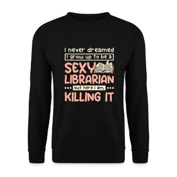 Sexy librarian - Unisex Pullover - Schwarz - Vorne - Alina (178cm) & Michal (187cm)