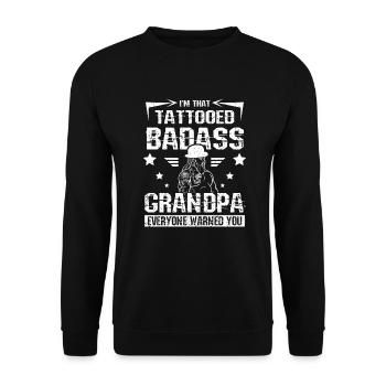 Tattooed badass Grandpa - Unisex Pullover - Schwarz - Vorne - Alina (178cm) & Michal (187cm)