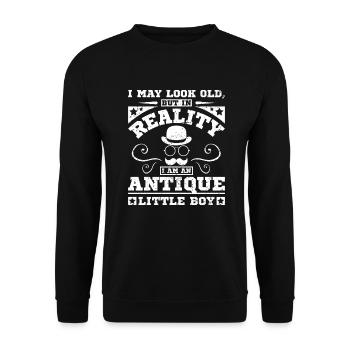 Look old but I'm an antique little boy - Unisex Pullover - Schwarz - Vorne - Alina (178cm) & Michal (187cm)