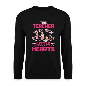 This teacher loves her little hearts - Unisex Pullover - Schwarz - Vorne - Alina (178cm) & Michal (187cm)