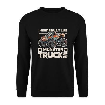 J’aime beaucoup les camions Monster - Sweat-shirt Unisexe - noir - Devant - Alina (178cm) & Michal (187cm)