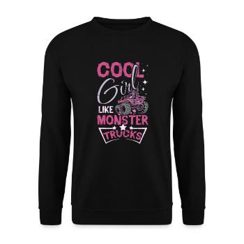 Cool girls like Monster trucks - Unisex Sweatshirt - black - Front - Alina (178cm) & Michal (187cm)
