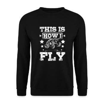 This is how I fly Monster truck - Unisex Sweatshirt - black - Front - Alina (178cm) & Michal (187cm)
