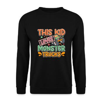 This kid loves Monster trucks - Unisex Sweatshirt - black - Front - Alina (178cm) & Michal (187cm)