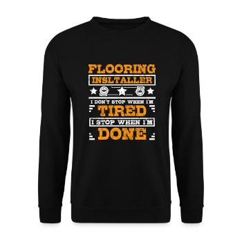 Installateur de revêtements de sol que j’arrête quand j’ai terminé - Sweat-shirt Unisexe - noir - Devant - Alina (178cm) & Michal (187cm)