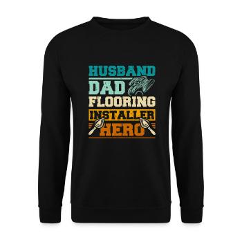 Husband dad flooring installer hero - Unisex Sweatshirt - black - Front - Alina (178cm) & Michal (187cm)