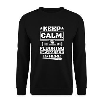 Keep calm the flooring installer is here - Unisex Pullover - Schwarz - Vorne - Alina (178cm) & Michal (187cm)