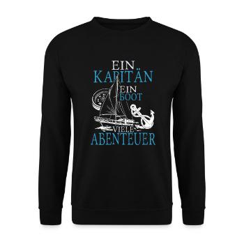 Ein kapitän ein boot viele abenteuer - Unisex Pullover - Schwarz - Vorne - Alina (178cm) & Michal (187cm)