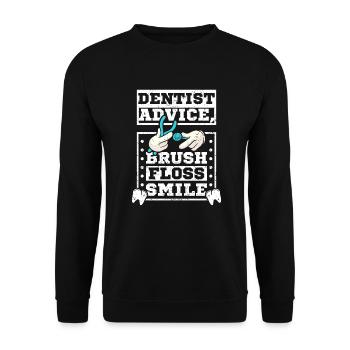 Conseils du dentiste brosse à fil dentaire sourire - Sweat-shirt Unisexe - noir - Devant - Alina (178cm) & Michal (187cm)