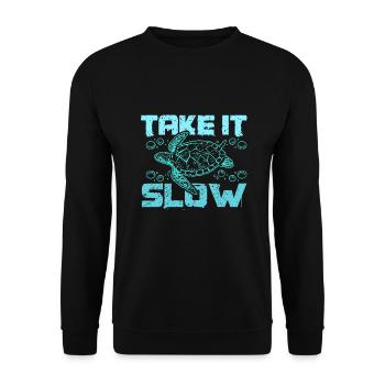 Sea turtle take it slow - Unisex Sweatshirt - black - Front - Alina (178cm) & Michal (187cm)
