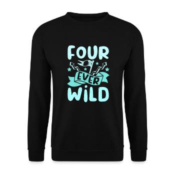 4th birthday four ever wild - Unisex Pullover - Schwarz - Vorne - Alina (178cm) & Michal (187cm)