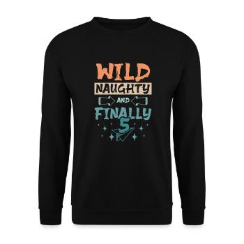 5th birthday wild naughty and finally 4 years old - Unisex Sweatshirt - black - Front - Alina (178cm) & Michal (187cm)