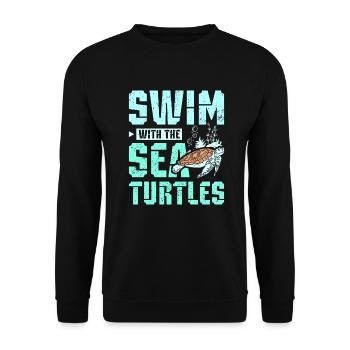 Swim with the sea turtles - Unisex Sweatshirt - black - Front - Alina (178cm) & Michal (187cm)