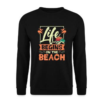 Sea turtle life begins on the beach - Unisex Pullover - Schwarz - Vorne - Alina (178cm) & Michal (187cm)
