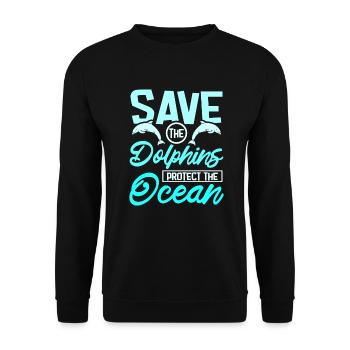 Save the dolphins protect the ocean - Unisex Sweatshirt - black - Front - Alina (178cm) & Michal (187cm)