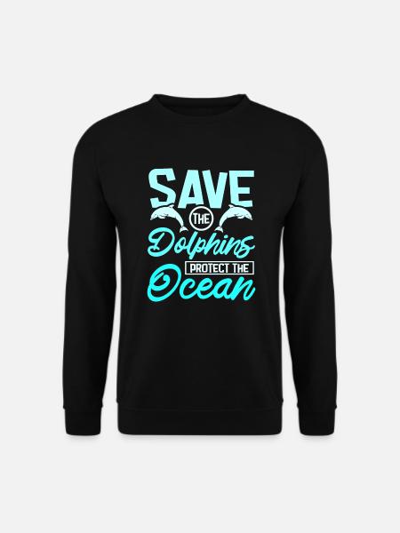 Save the dolphins protect the ocean - Unisex Pullover - Schwarz