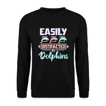 Easily distracted by dolphins - Unisex Pullover - Schwarz - Vorne - Alina (178cm) & Michal (187cm)