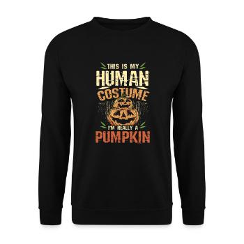 C’est mon costume humain Je suis une citrouille - Sweat-shirt Unisexe - noir - Devant - Alina (178cm) & Michal (187cm)