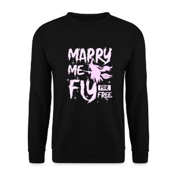 Marry me fly for free witch halloween - Unisex Pullover - Schwarz - Vorne - Alina (178cm) & Michal (187cm)