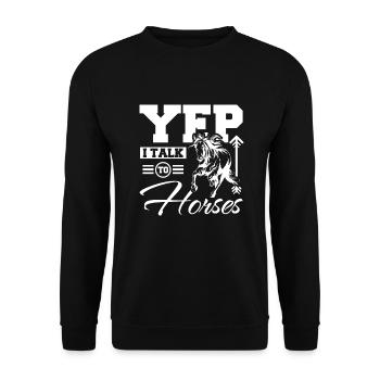 Hep I talk to horses - Unisex Pullover - Schwarz - Vorne - Alina (178cm) & Michal (187cm)