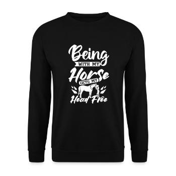 Being with my horse gets my head free - Unisex Sweatshirt - black - Front - Alina (178cm) & Michal (187cm)