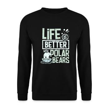 Life is better with polar bears - Unisex Pullover - Schwarz - Vorne - Alina (178cm) & Michal (187cm)
